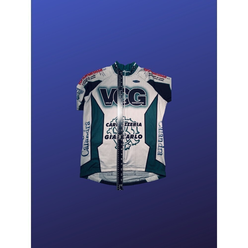 Vcg VELO CLUB GENOVESE Vintage Cycling Jersey, WHITE/GREEN/BLACK, Size L, VGUC - Picture 6 of 11